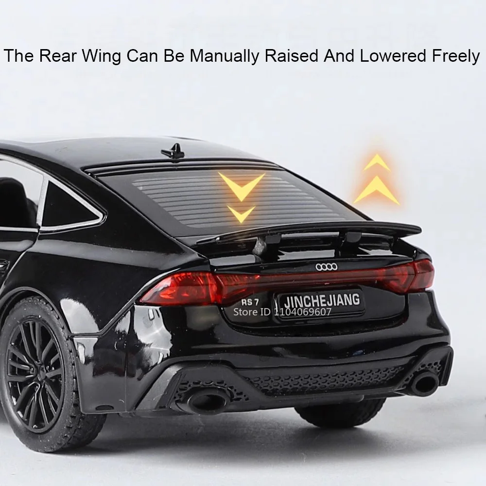 1:32 RS7 A4 Legering Diecast Miniatuur Model Speelgoed Auto Deuren Geopend Geluid Licht Trek Rubberen Banden Voertuig Speelgoed voor Kinderen Geschenken