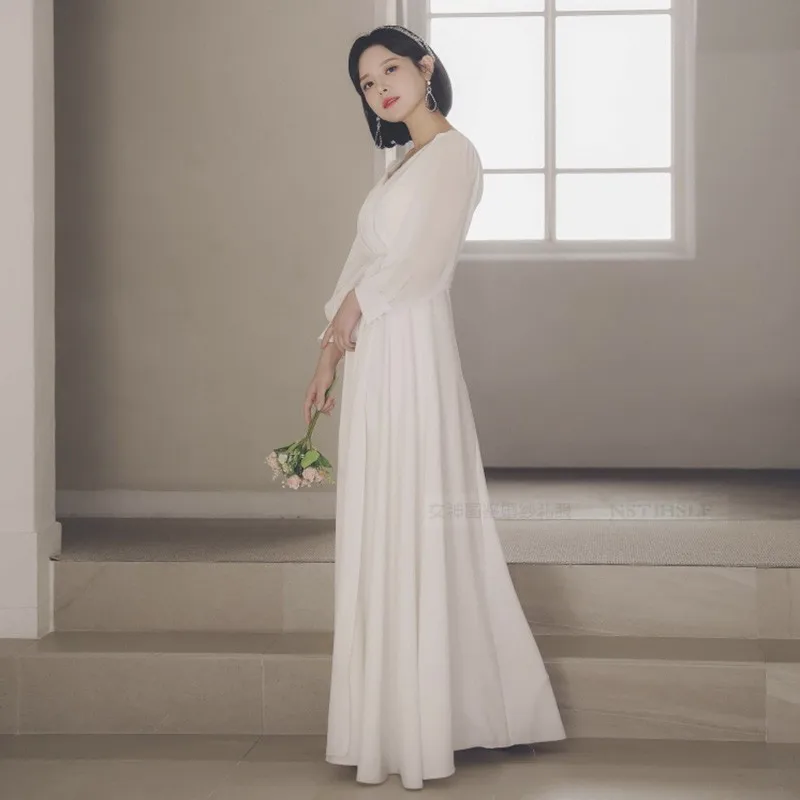 Z25-Robe de Mariée Légère en Satin, Simple, Mariée Française, Séance de Voyage, Hors de la Forêt Mensuelle, Nouvelle Collection