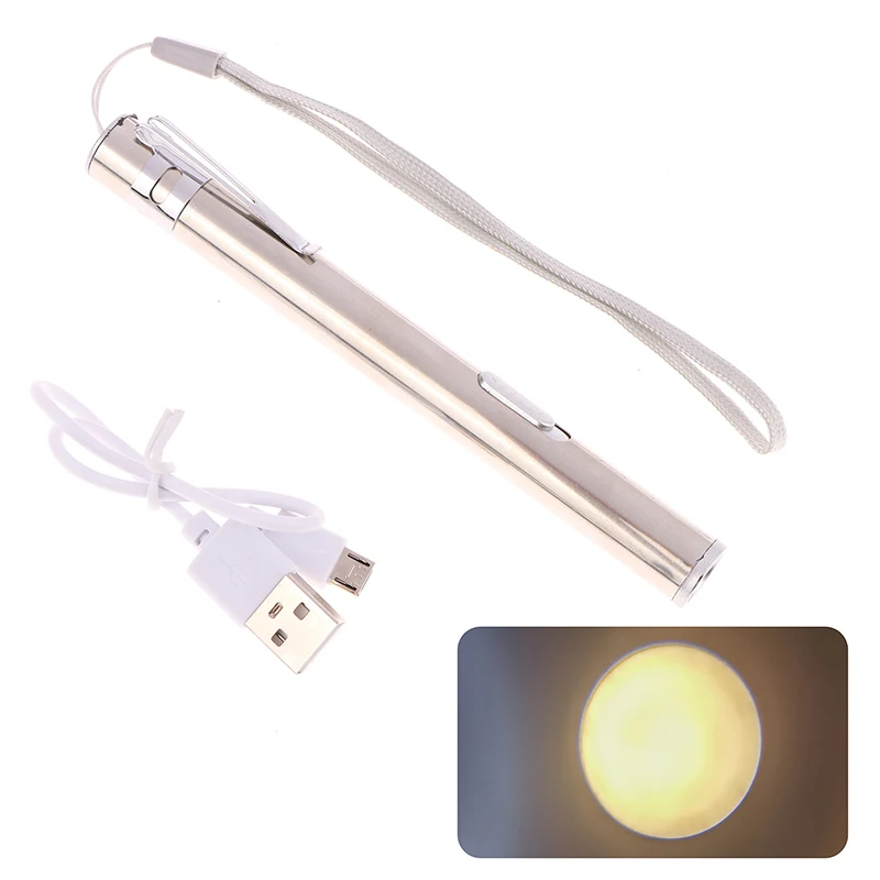 

Мощный USB Перезаряжаемый фонарик, фонарик из нержавеющей стали, водонепроницаемый фонарик для осмотра, фонарик с брелоком, Новинка