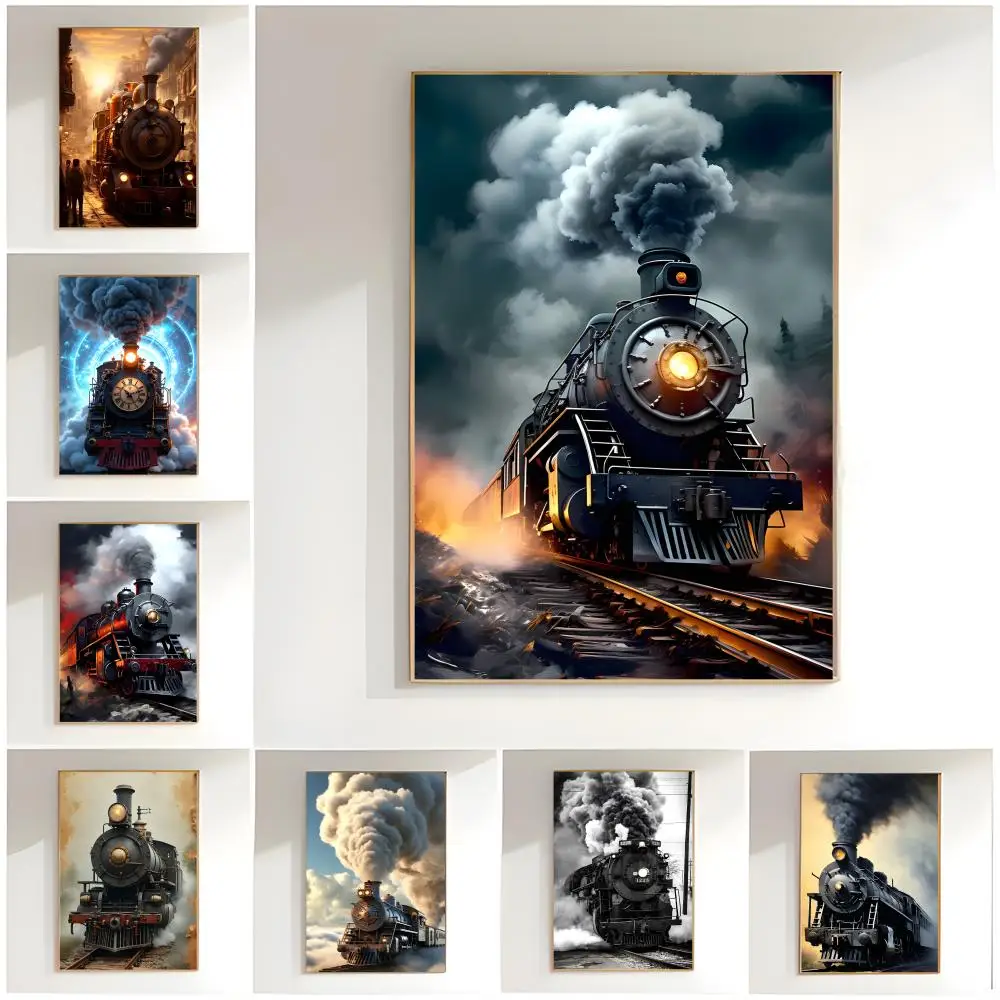 Vintage Railroad Retro Railway Steam Train Poster Premium Wall Decor Modern Home Poster Unframed