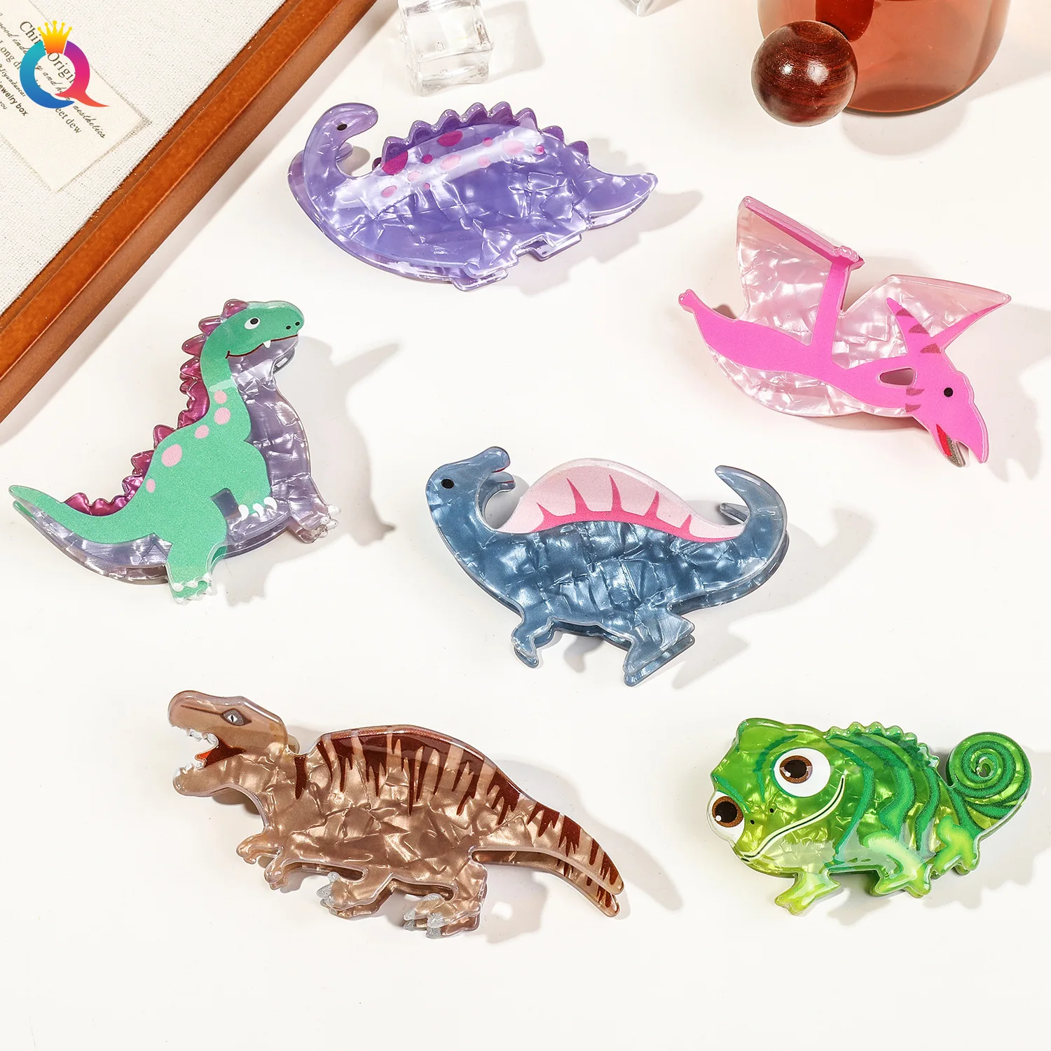 Pascal Rapunzel Lizard Hair Clip Acrylic Cartoon Dinosaur Hair Clip Cute Plate Hair Grab Clip Girls Shark Clip Hair Accessories