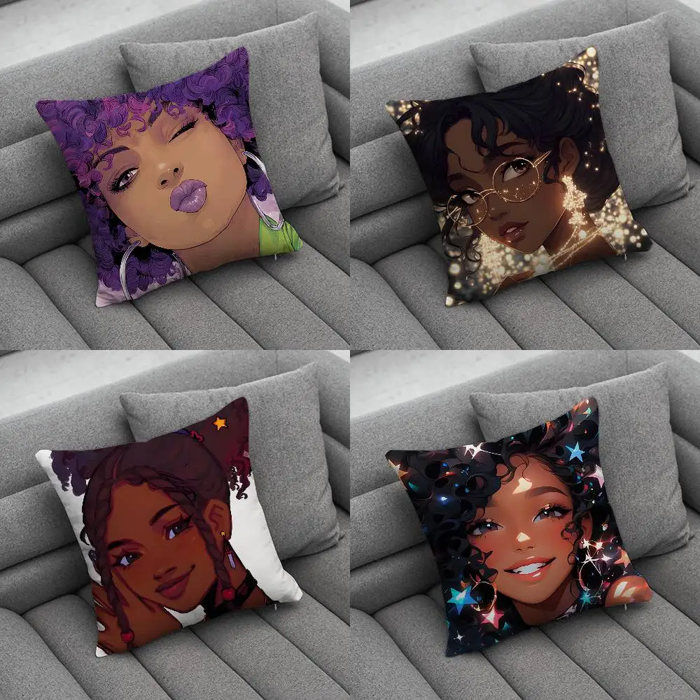 

Art Cut Afro Girl Pillow Case Pillowcase Home Sofa Cushions Car Cushions Pillowcover Office Pillowshell Pillow