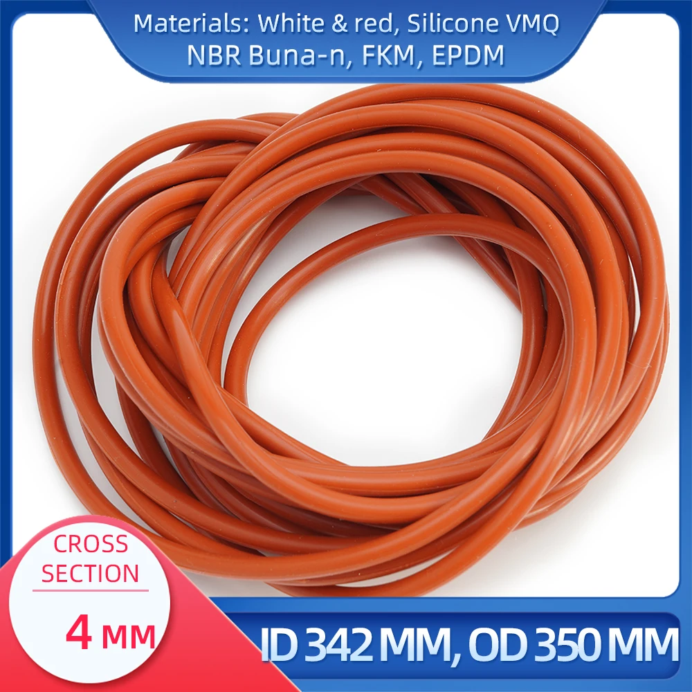 

O Ring CS 4 mm ID 342 mm OD 350 mm Material With Silicone VMQ NBR FKM EPDM ORing Seal Gask