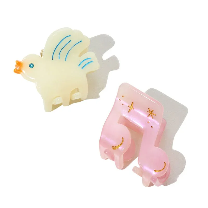 

Мини-набор заколок для волос «Птица и музыкальная нота», маленькие ацетатные заколки для волос, музыкальные аксессуары для волос с милыми животными для женщин и девочек