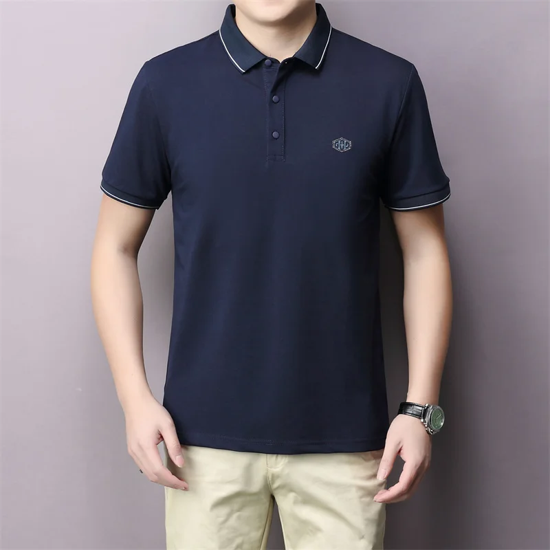 

AISHUNP Polo Shirts Geometry Puff Printing High Quality Cotton Man T-Shirt Tees Short Sleeve Luxury Brand Men'S Clothes