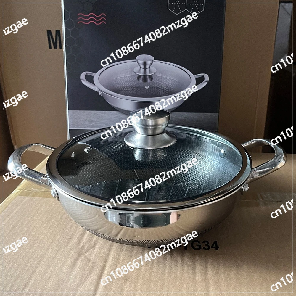 

Three-layer Stainless Steel Non-stick Binaural Frying Pan Household Stew Pan