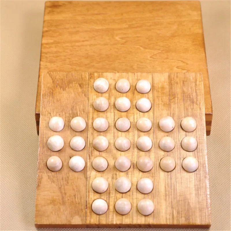 Strategic Wooden Solitaire Board Game Boost child Cognitive Activity Thinking with Diamond Chess Brain Teasing capacity