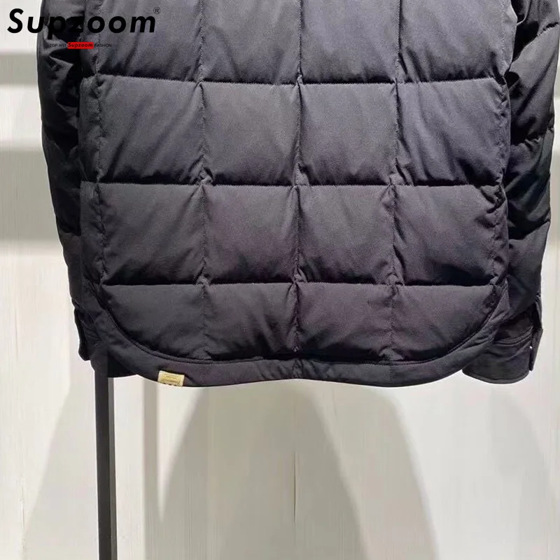 Supzoom 2025 Koleksi Terbaru Jaket Musim Dingin Pria Model Kerah Turndown Tebal Hangat Kasual dengan Penanda Segitiga