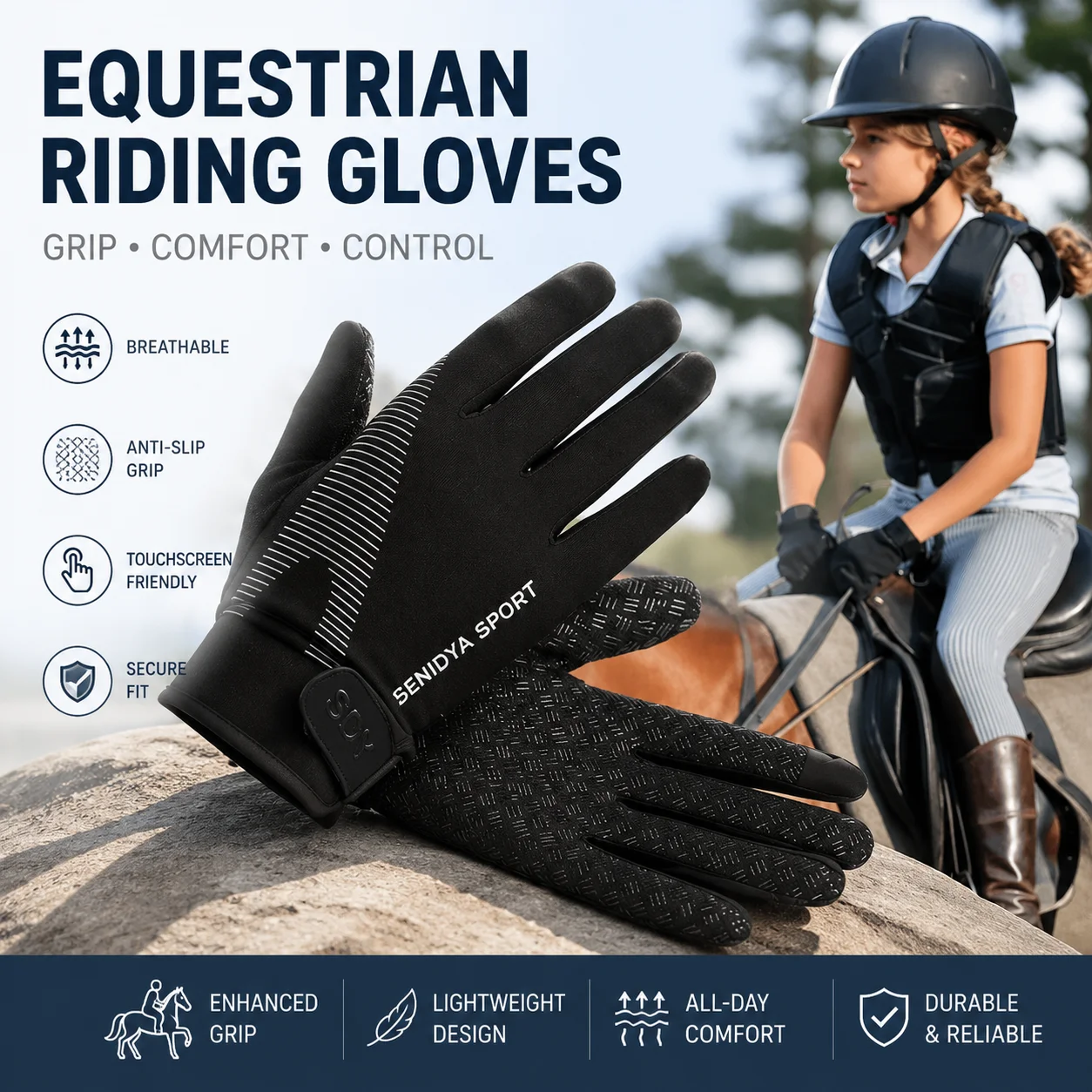 Riding gloves for cycling and horse riding in summer, breathable and thin,suitable for equestrian sports, fitness, and anti slip