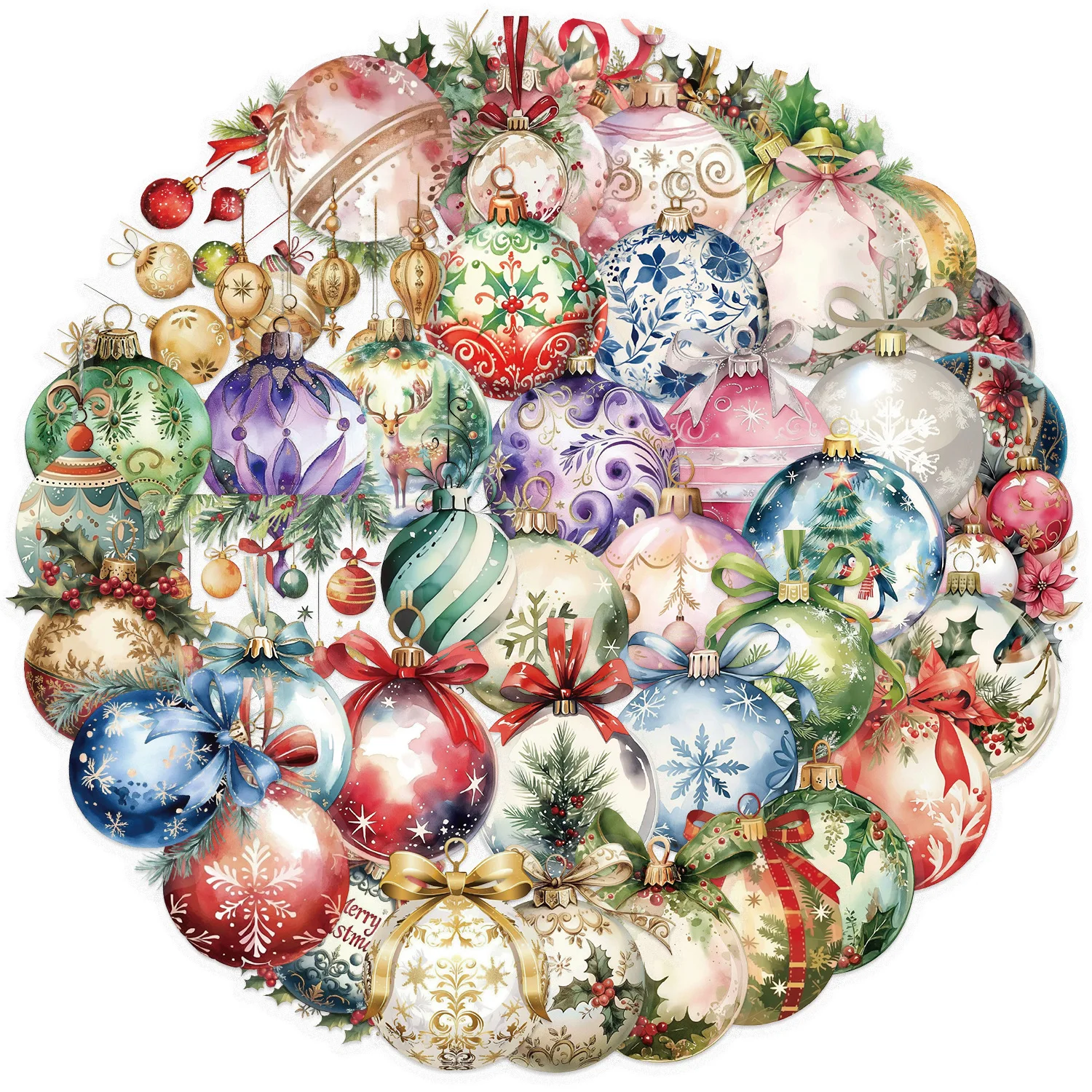 

10/30/50PCS Cartoon Christmas Bell Graffiti Waterproof Clear PET Stickers for Water Cup Computer Notebook Stationery Luggage