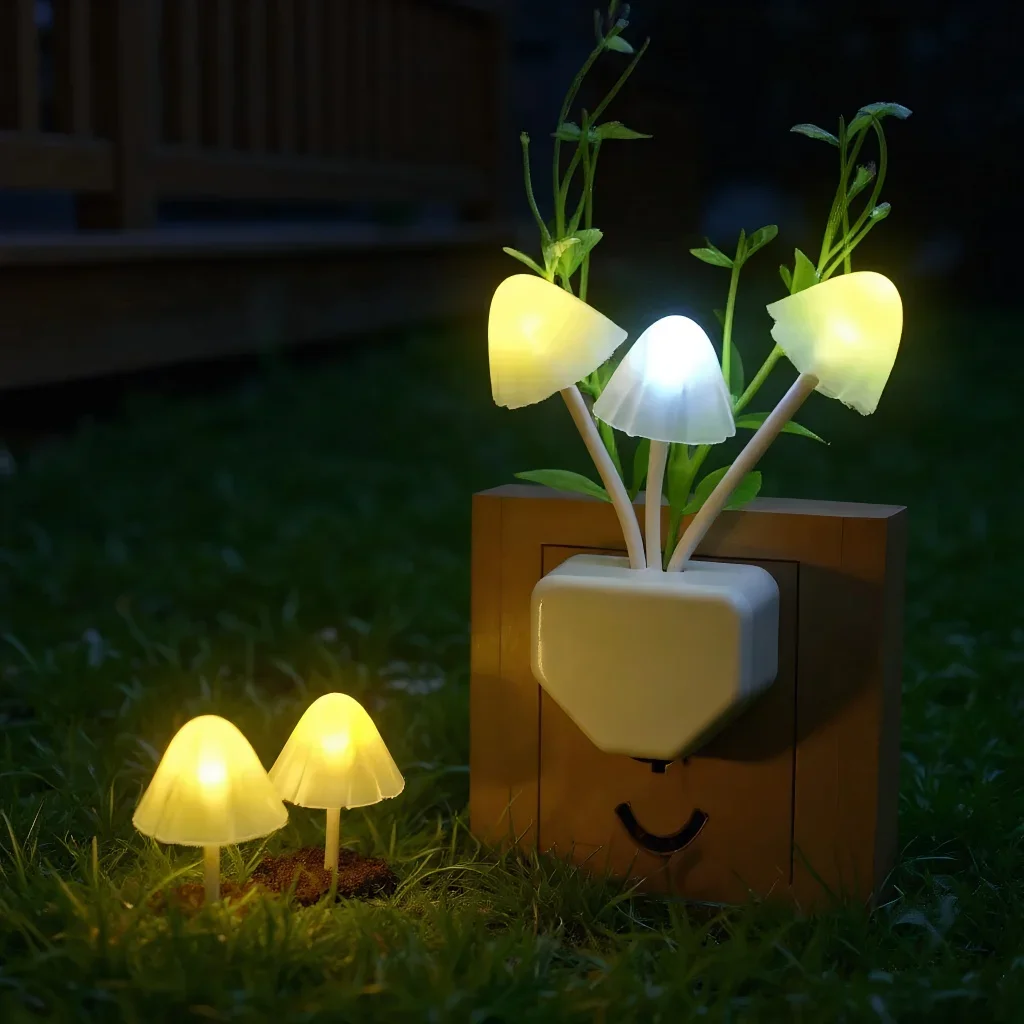 

Энергосберегающий светодиодный грибной ночник - антикварный элегантный декор с автоматическим включением/выключением и цветочным узором