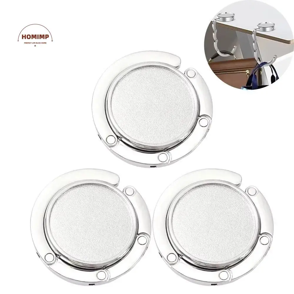 

4Pcs Portable Folding Table Hook Bag Parts Foldable Purse Bag Hanger Circle Shape Strong Load-Bearing Handbag Hook Holder