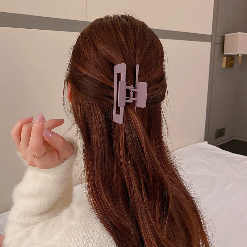 Geometric Rectangular Hair Clip Solid Color Shark Clip Simple Design Hair Accessories