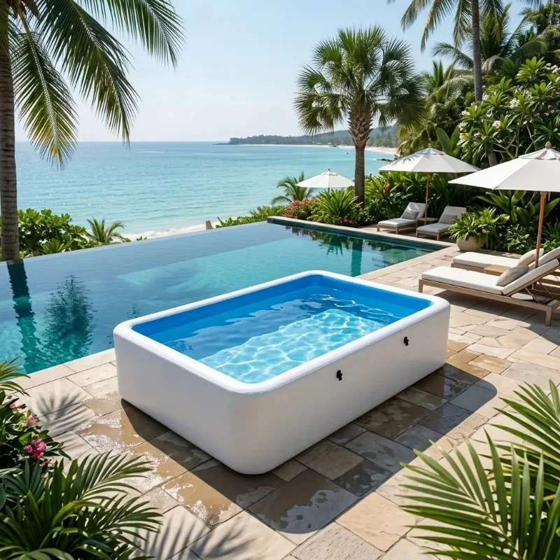 Large Por  Drop Stitch Foldable Infla  Above Ground Pool for Outdoor Backyard Garden