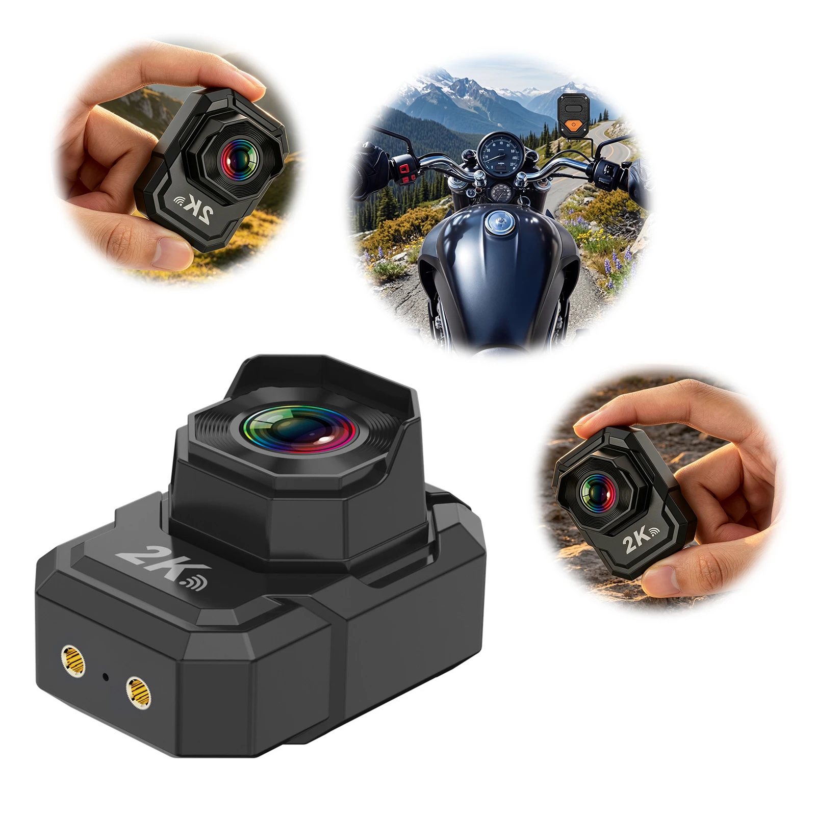 2K Motorcycle Dash Cam Weather Resist IP65 Waterproof Car Camera Lightweight Mini Bike Dashcam for Motorcycle Commuting