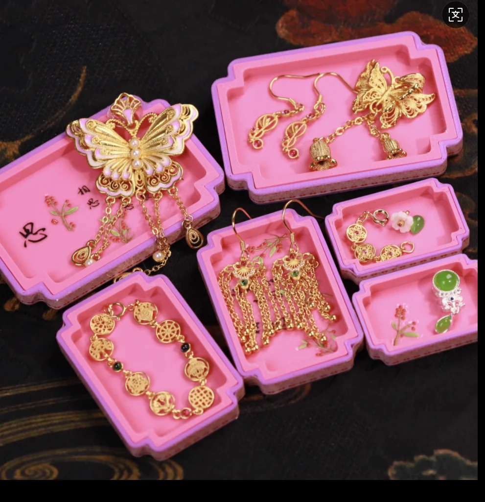 Dollhouse Chinese Wedding Jewelry BJD Ancient Style Necklace Earring Set Toy Miniature Bridal Dowry Traditional Doll Accessories