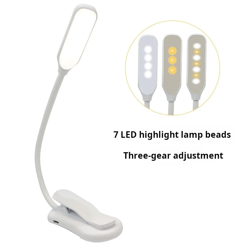 Rechargeable Book Light Mini LED Reading Light 3-Level Warm Cool White Flexible Easy Clip Lamp Read Night Reading Lamp in Bed