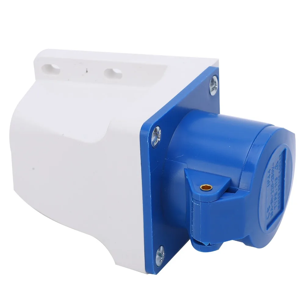 Heavy Duty 3-Pin Industrial Plastic 16A 220-250V Single Phase 2P+E IP44 Industrial Plug Surface Mounted