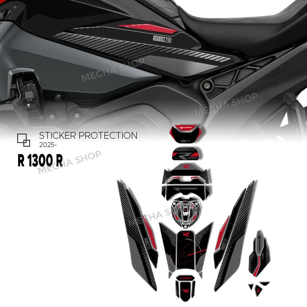 3D Gel Epoxy Resin Protective Sticker Decals Kit For R1300R R 1300 R 2025-2026 Motorcycle Tank Pad Sticker