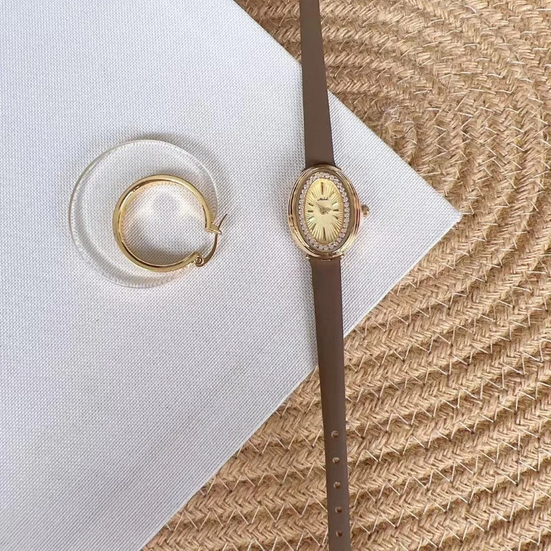 New Fashion Belt Ladies Watch Oval Trend Noble Luxury Automatic Waterproof Classic Quartz Watch Birthday Gift