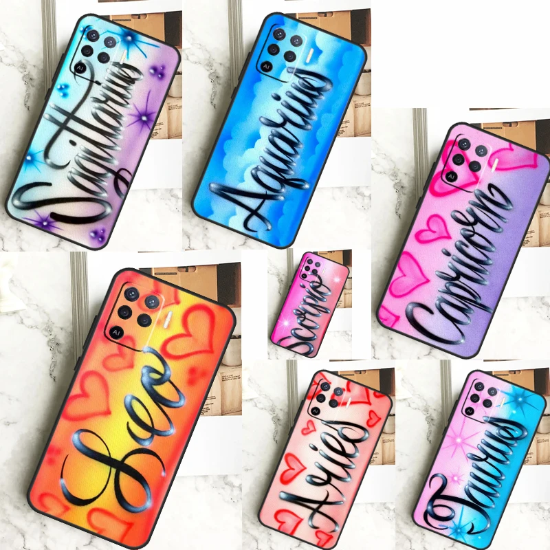 Aries Leo Libra Pisces Virgo Aquarius For OPPO A17 A16 A15 A79 A58 A78 A98 A74 A94 A77 A5 A9 A96 A76 A52 A72 A53S A54S A57S Case