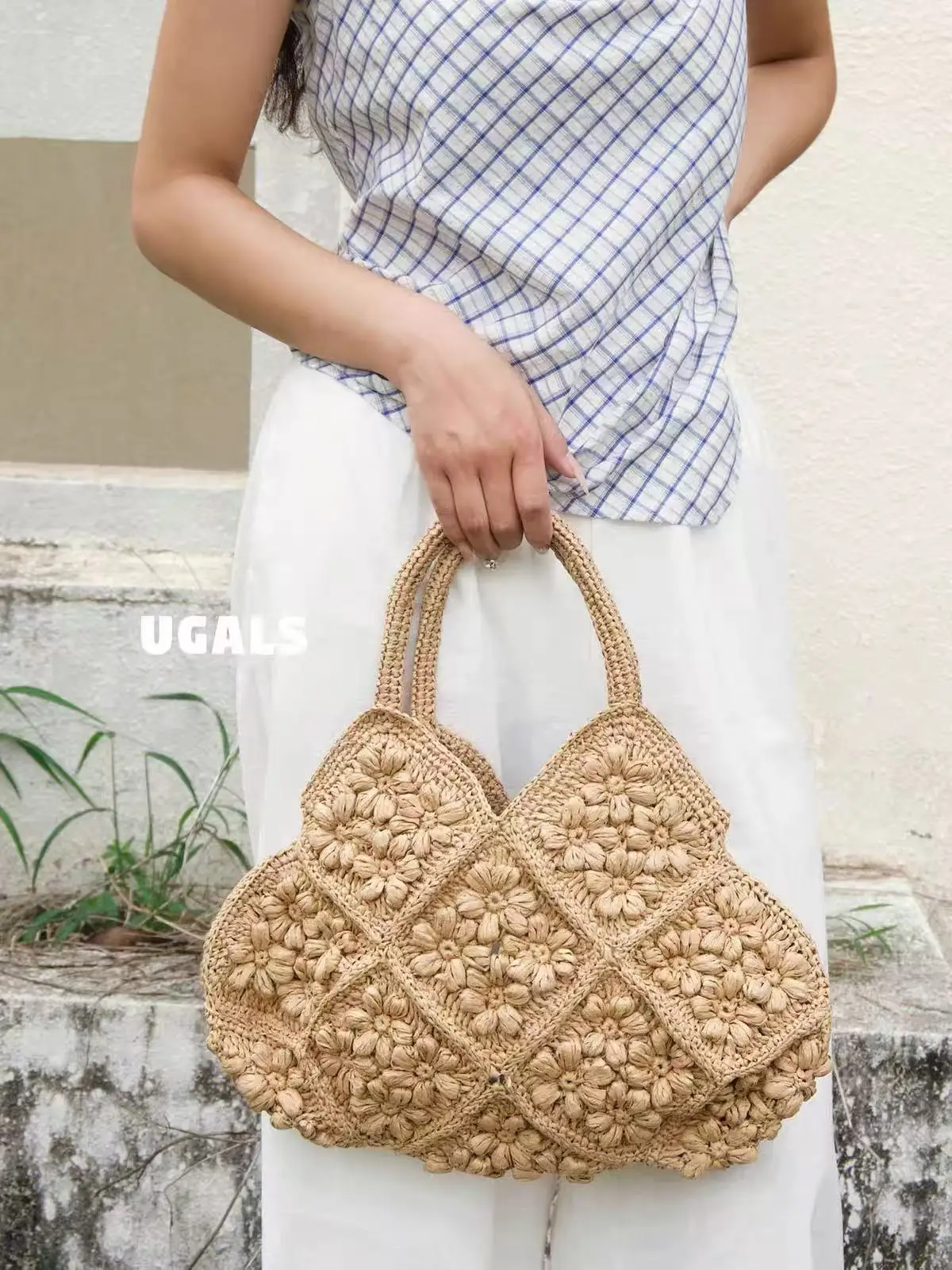 Straw Woven Handmade Bucket Bag Large Capacity Casual Tote Bag High Quality Women Handbag Female Holiday Vacation Beach Bag