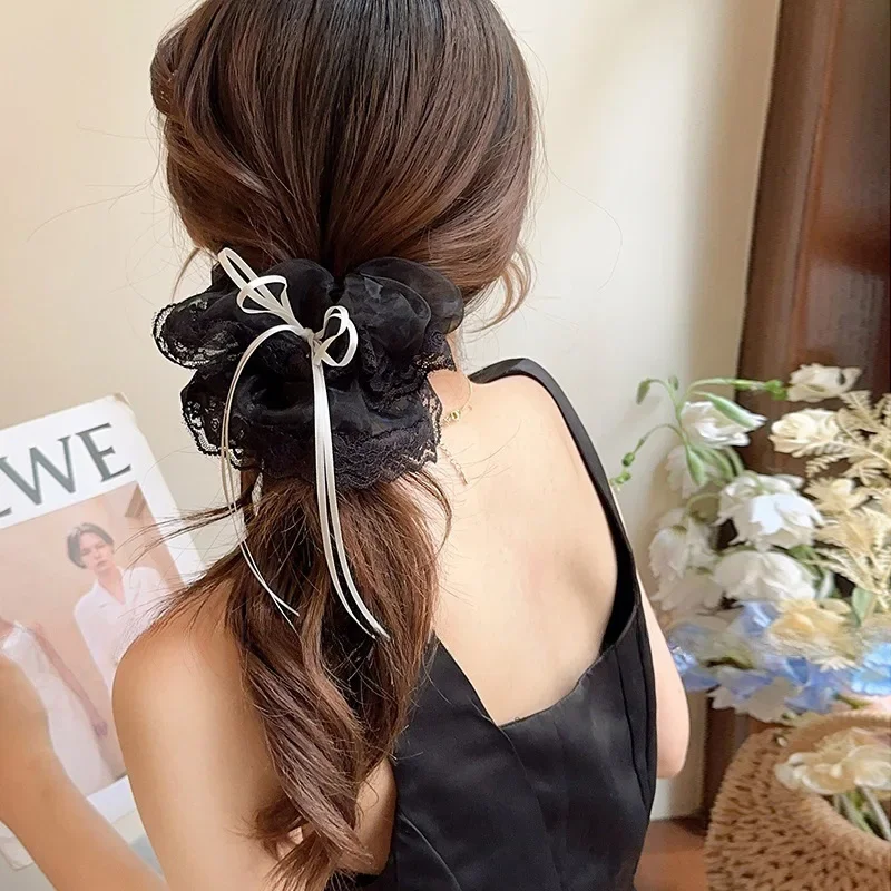 

Lace streamer large hair band 2024 new ball hair rope does not hurt the head rope band