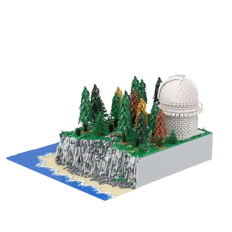 Bloc de construction d'architecture modulaire, création artistique, observatoire Cliffside, modèle à assembler, Puzzle en brique, jouet, cadeaux de noël, MOC-89835