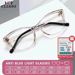 CLLOIO Lady Fashion Cat Eye Lattice Eyewear Myopia Hyperopia Prescription Glasses Women Anti Blue Light Reading Computer Glasses