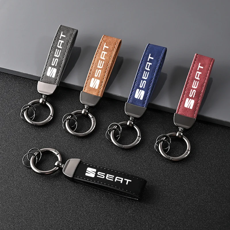 

Leather Car Keychain Key Ring Chain Pendant Buckle Men Women Gifts For SEAT Toledo Leon Exeo Mk3 Mk2 5f Ateca Altea Bolero Salsa