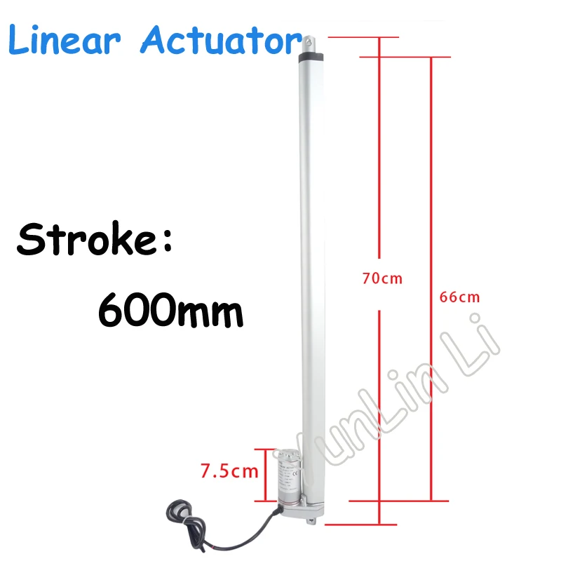 600mm Stroke Linear Actuator DC112V 24V 36V Motor Heavy Duty 750N Load Electric Linear Actuator Linear Tubular Motor 2025 New