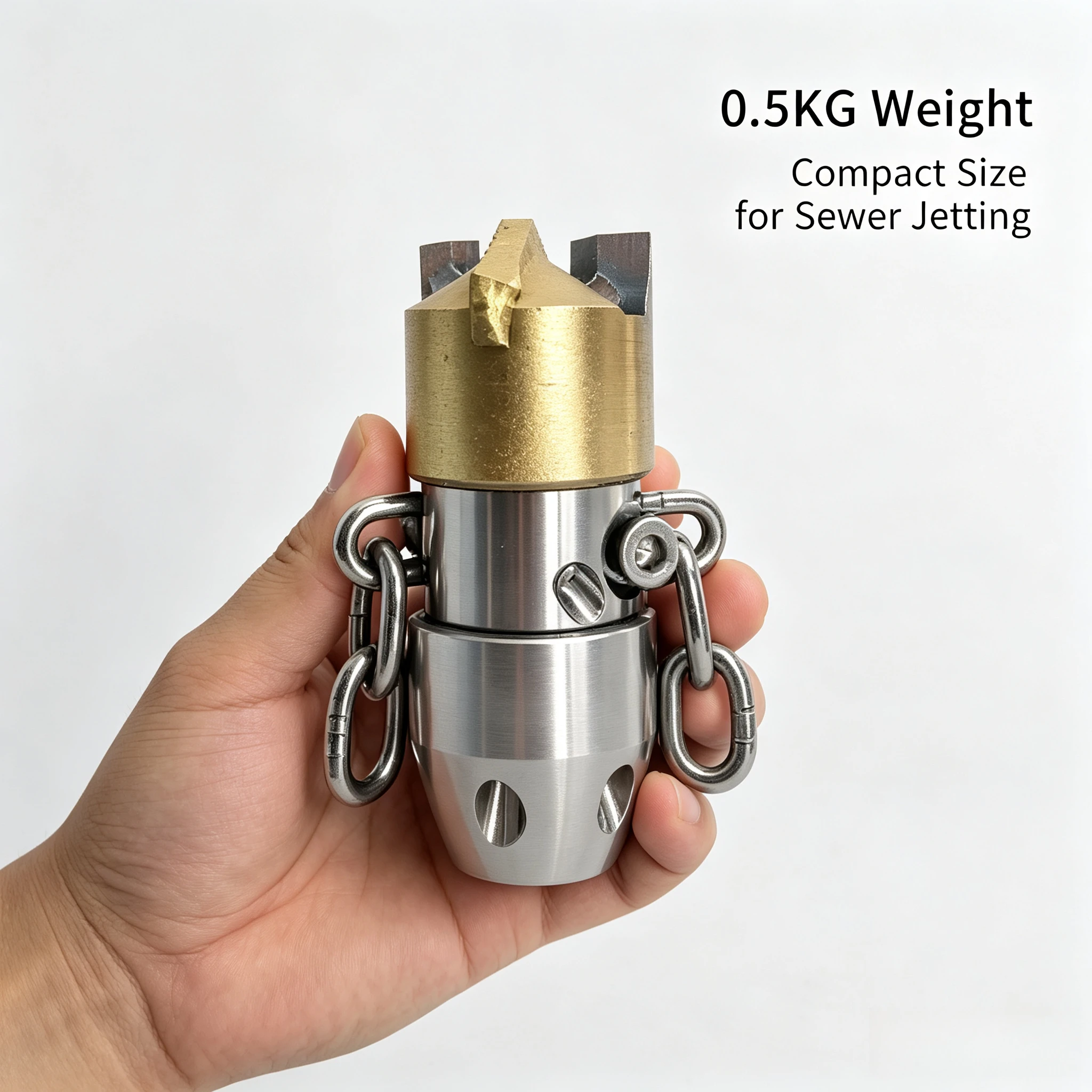 0.5KG Rotating Stainless Steel Pagoda Chain Nozzle Sewer Pipe Dredging Accessory For Grease And Pipeline Cleaning Machine