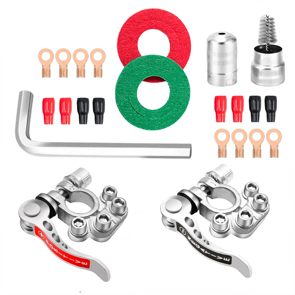 Car Battery Terminal Quick Release Disconnect Battery Terminals Copper Wire Lugs Cable Clamp Screw Connection Kit For Auto Boat