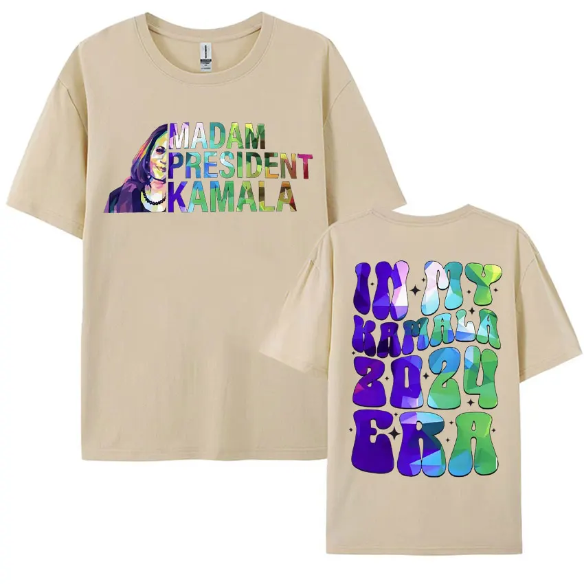 Madam President Kamala Harris Vote 2024 T Shirt Men Women Fashion Hip Hop Oversized T Shirts 100% Cotton T-shirt Tops Streetwear