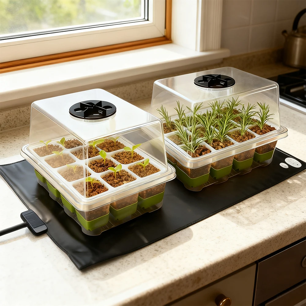 16 واط البذور كاتب كيت ث/توقيت الحرارة حصيرة LED الطيف الكامل تنمو ضوء لشتلات استنساخ صندوق إنبات صينية الحضانة الدفيئة #6