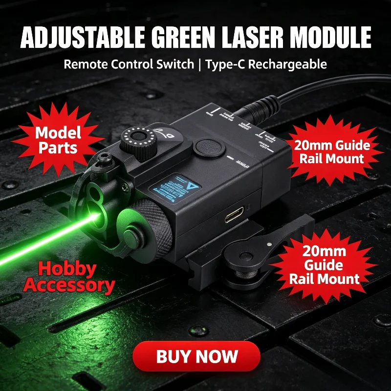 Rechargeable Adjustable Laser Light Unit with External Remote Switch Type-C Charging Hobby Model Accessory for 20mm Guide Rail
