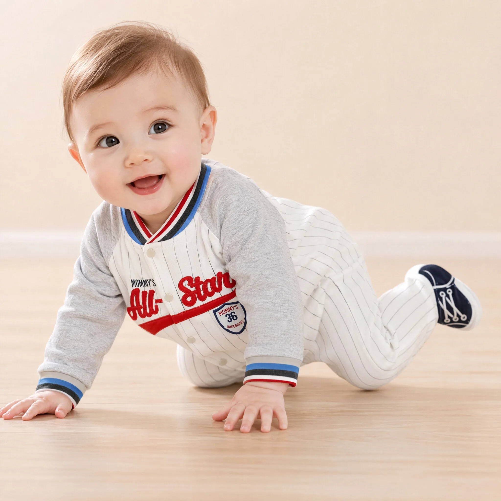 Baby Jumpsuit Spring & Fall Pure Cotton Long-Sleeved Newborn Clothes 0-1 Year Old Baby Pajamas Foot-Covering Harem