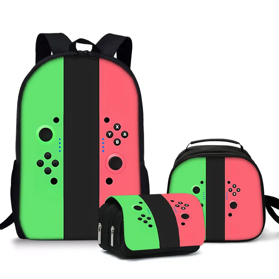 뜨거운 3 Pcs 세트 게임 콘솔 간단한 스타일 경량 소년/소녀 선물 3D 만화 대용량 십대 노트북 배낭 여성 남성