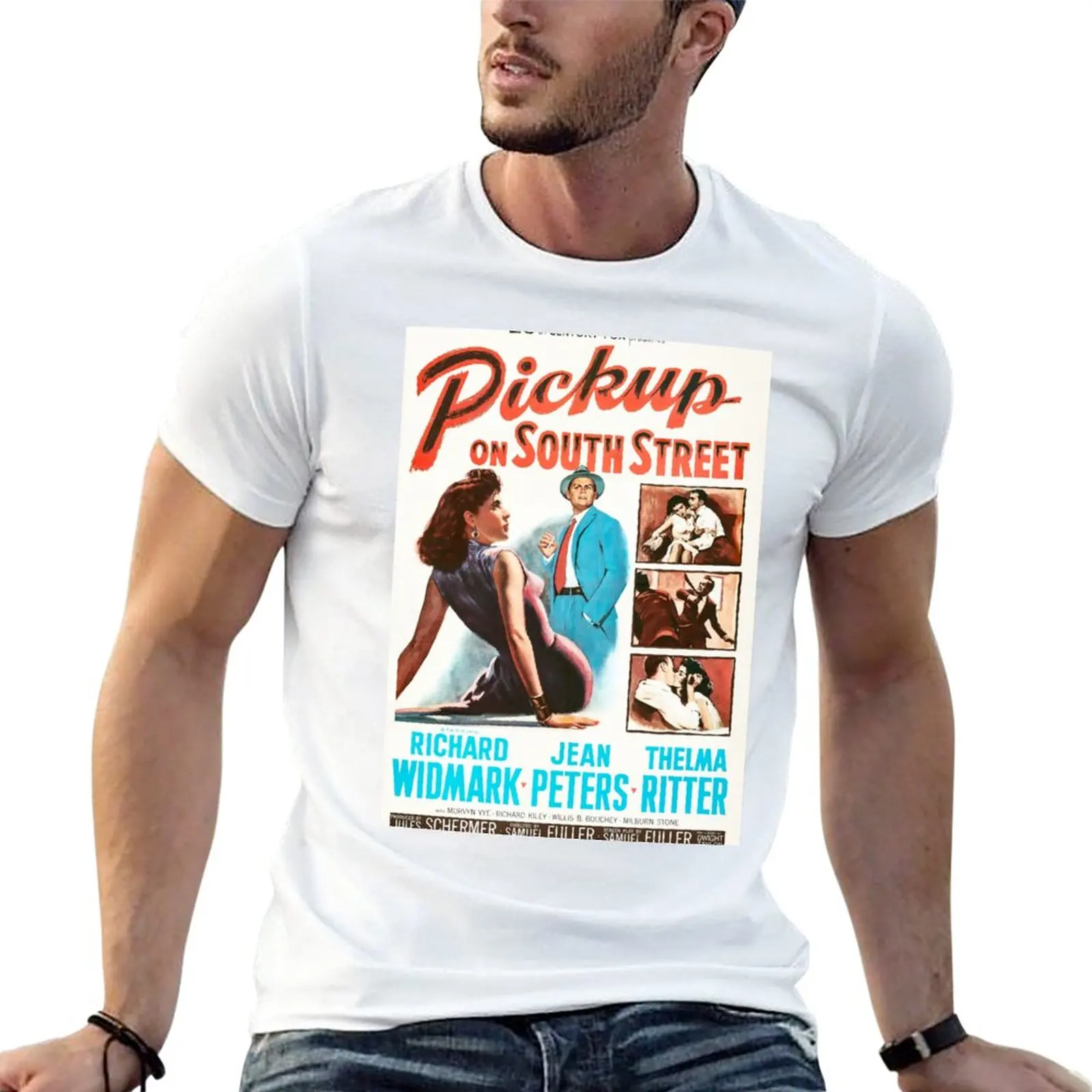 New Pickup on South Street - vintage film noir movie poster T-Shirt plus size t shirts man clothes mens vintage t shirts