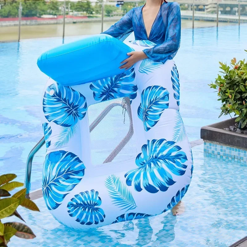 Giocattoli gonfiabili estivi con foglie d'acero, poltrona da nuoto con schienale, sedile galleggiante gonfiabile per esterni, piscina, giochi d'acqua in PVC