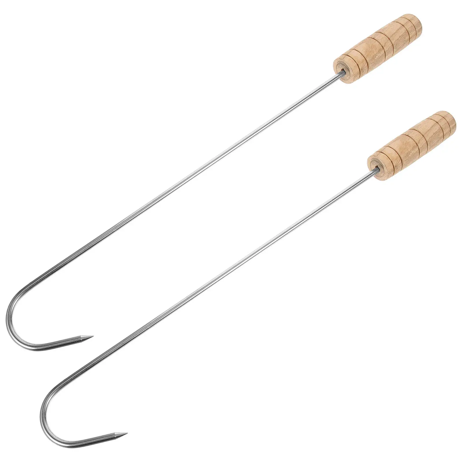 

2Pcs Stainless Steel Boot Hooks with Wooden Handle Boot Puller for Adults Men Women Multipurpose Meat Hook Easy to Operate