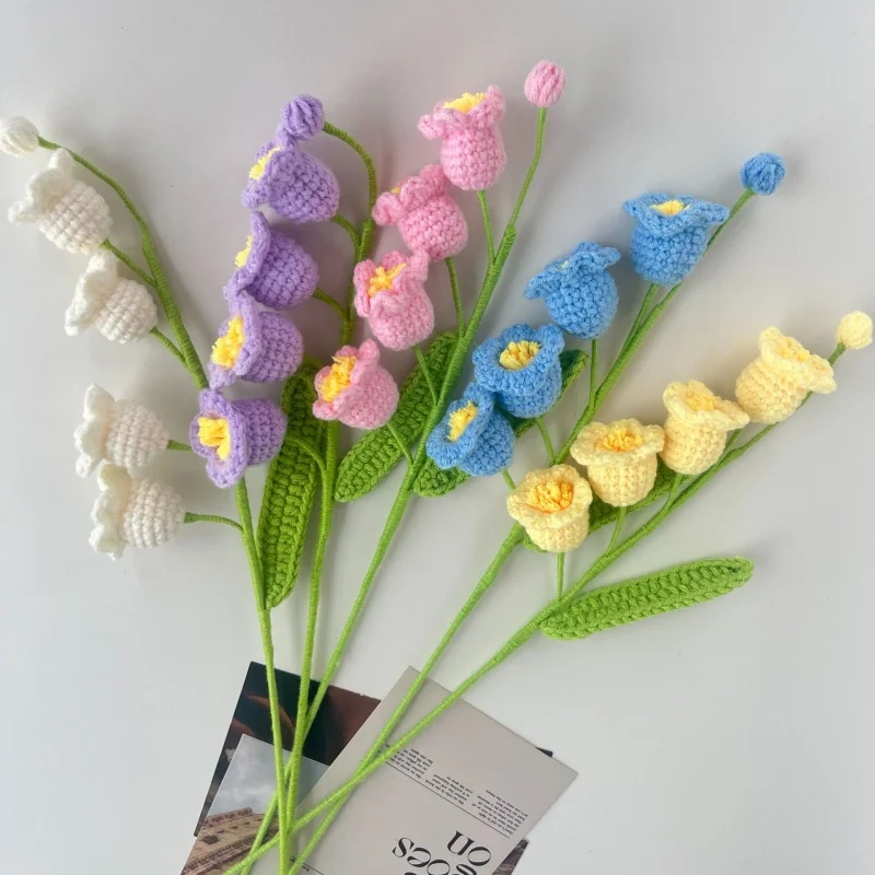 1 Stück Künstliche Handgefertigte Häkelblumen Lilie Fertigprodukt Hochzeitsbrautstrauß Heimdekoration Bonsai Party DIY Geschenkbox – Detail 9