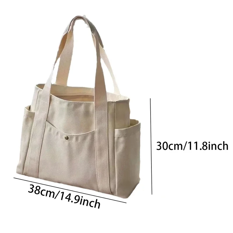 Large Capacity Canvas Tote Bags for Work Commuting Carrying Bag College Style Student Outfit Book Shoulder Bag Shopping Bag - view 6