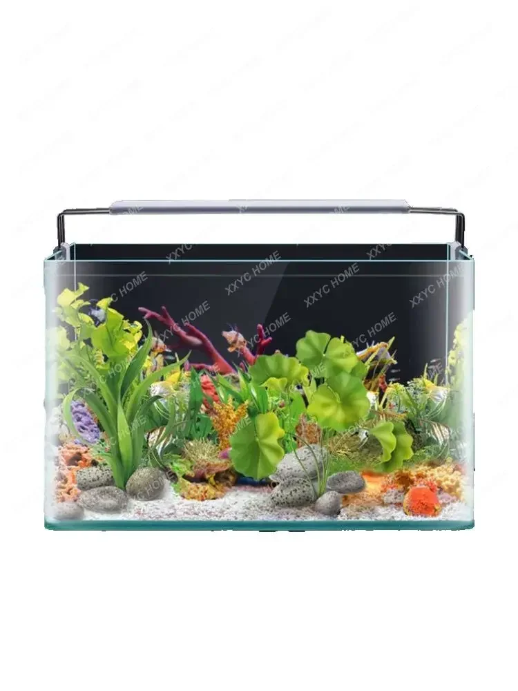 

Hot Bend Glass Fish Tank Living Room Small Aquarium Goldfish Douyu Aquatic Plants Landscape Ecological Turtle Jar