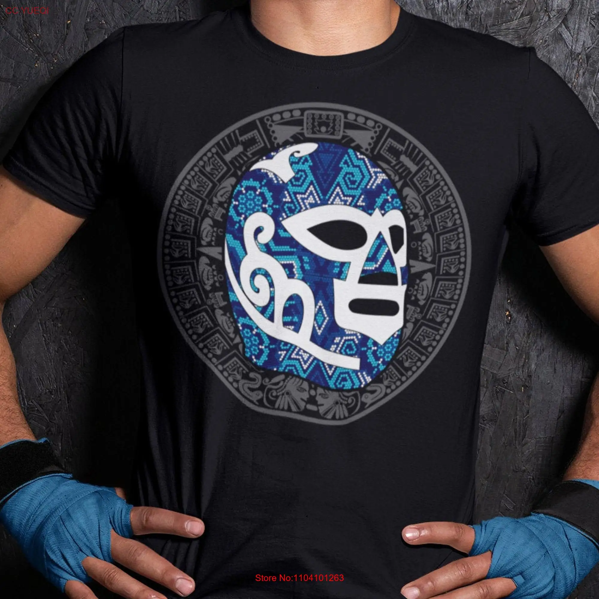 Huichol art lucha libre mask mexican wrestler shirt T mexico shirts themed gifts artesanias mexicanas