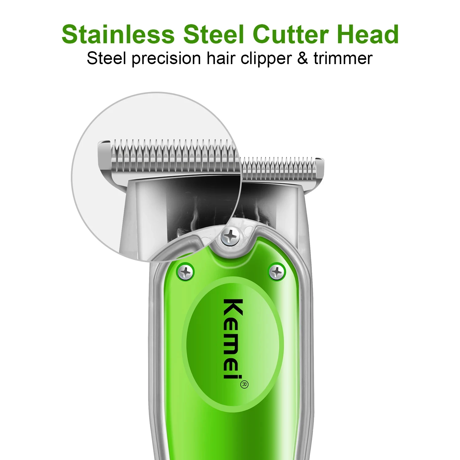 Kemei kM-322 Transparent USB Rechargeable Wireless Hair Clippers LED Display Professional Barber Electric Hair Trimmers for Men