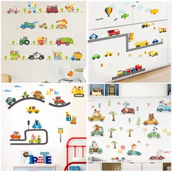 Cartoon Cars Truck Tractor Wall Stickers For Kids Room Bedroom Home Decoration Diy Baseboard Wall Mural Art Pvc Decals