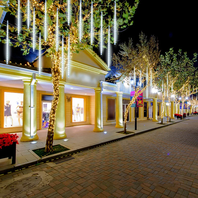 32/24/16/8 Tubes LED Meteor Shower Lights Waterproof Falling Raindrop Fairy String Light for Christmas Holiday Party Patio Decor