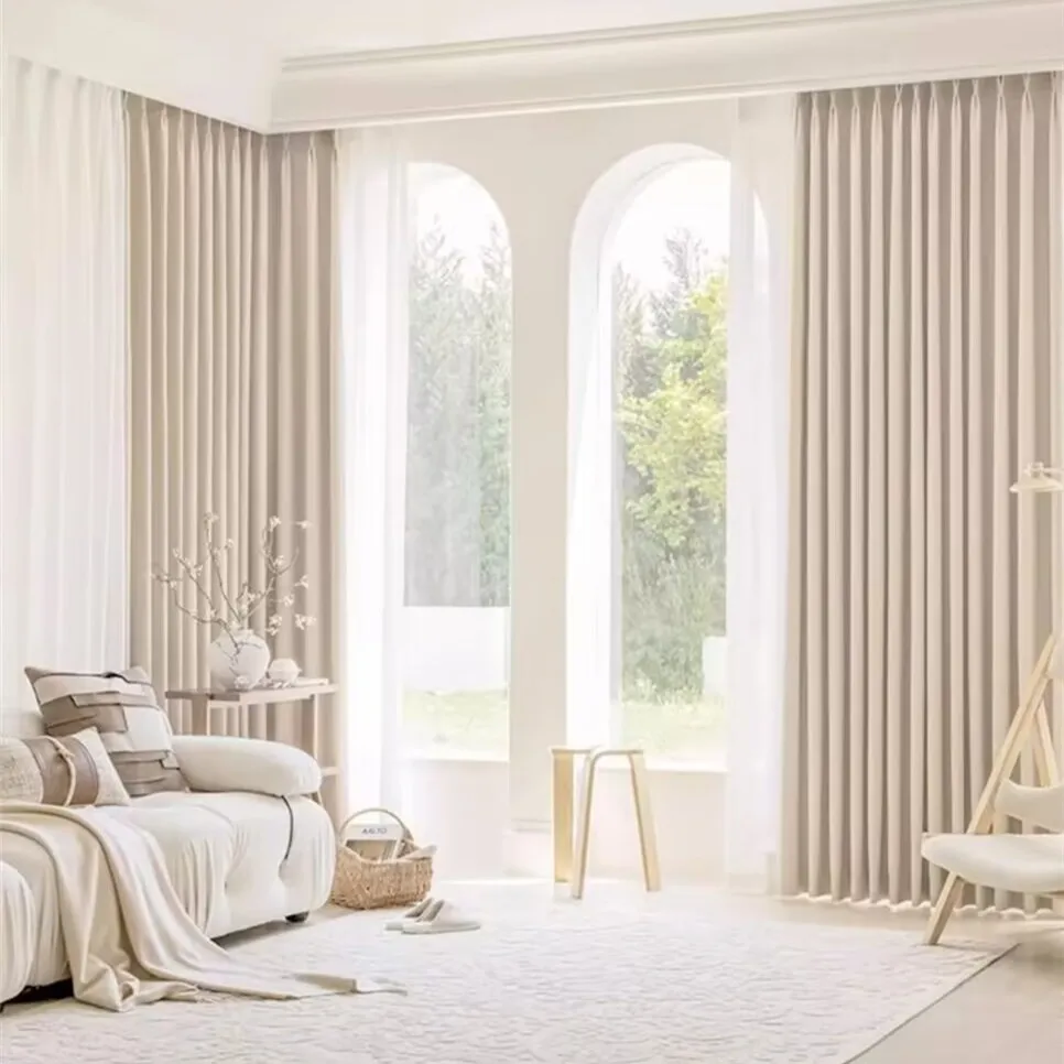 Luxury Living Room Window Curtains 75-90% Blackout Solid Color  Room Darkening Curtain Drapes For Bedroom Custom Made