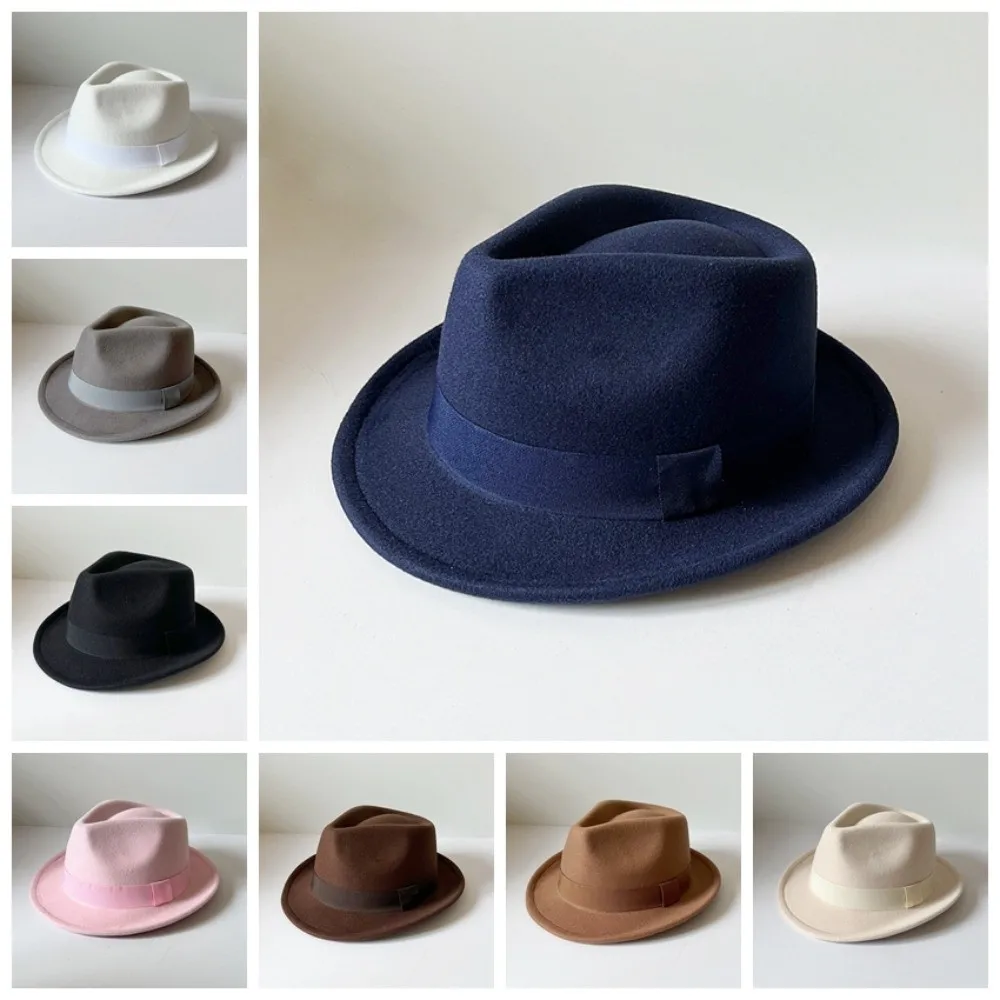 Jazz-Hut, klassischer Fedora-Hut, Vintage-Hut in einfarbiger Ausführung, Trilby-Hut, eleganter Hut aus weichem Wollfilz, für Partys. – Detail 8